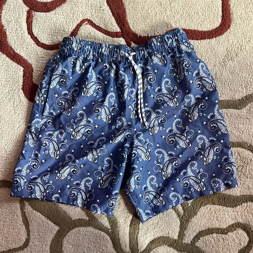 brooks brothers blue swim trunks